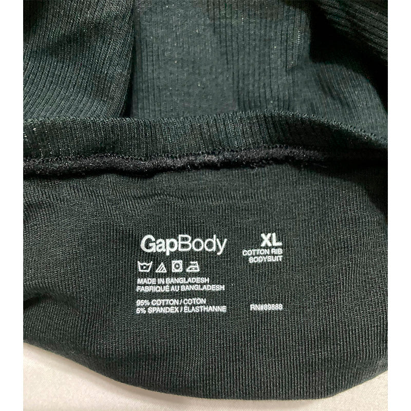 GapBody Women's Logo Comfort Thong Bodysuit, Black, XL