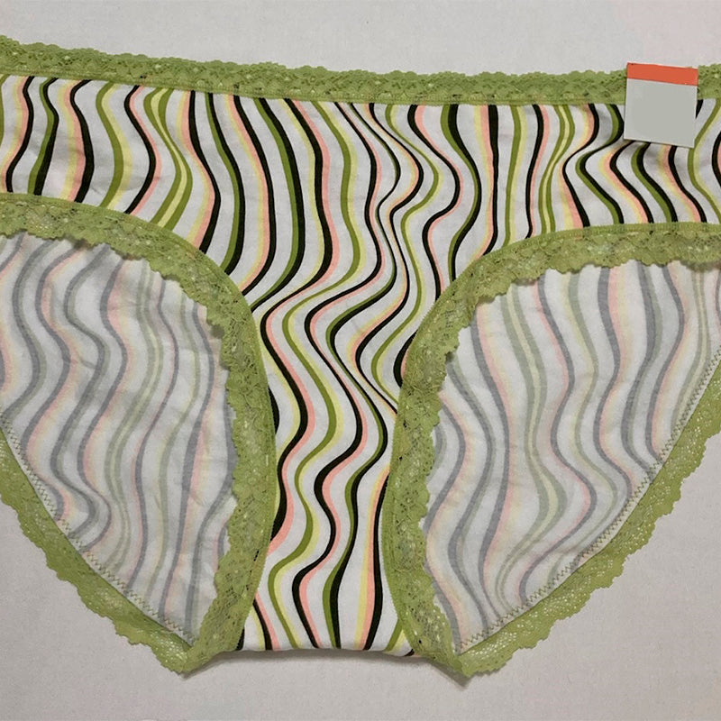 Jenni Lace Trim Hipster Underwear Retro Stripe 3XL