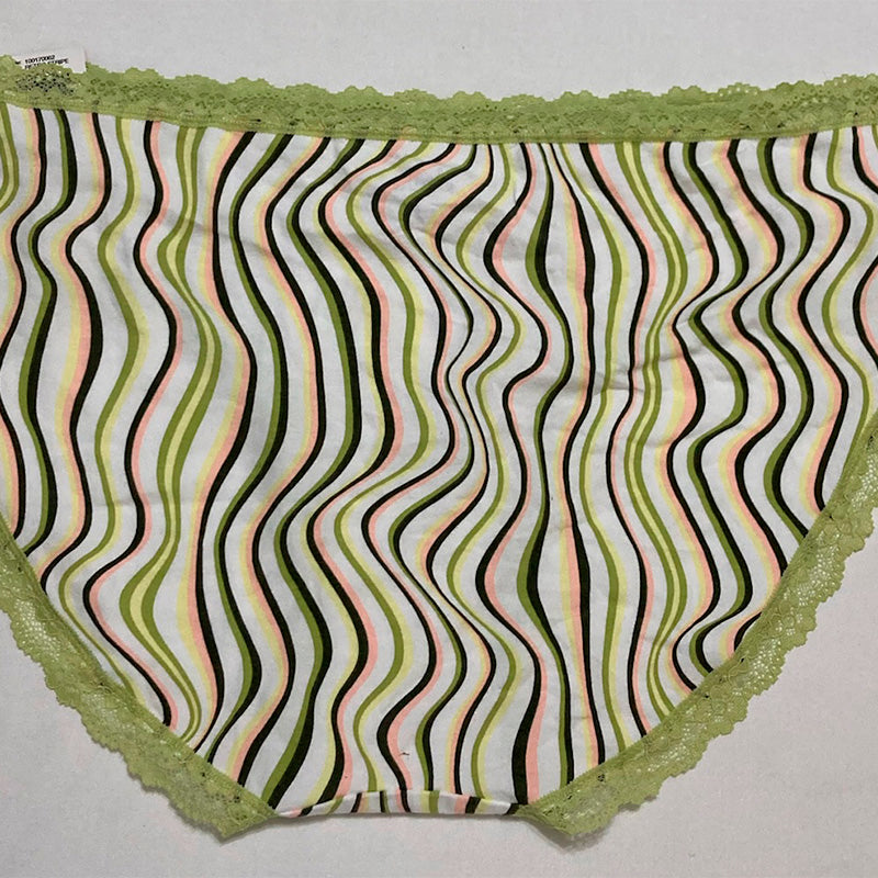 Jenni Lace Trim Hipster Underwear Retro Stripe 3XL