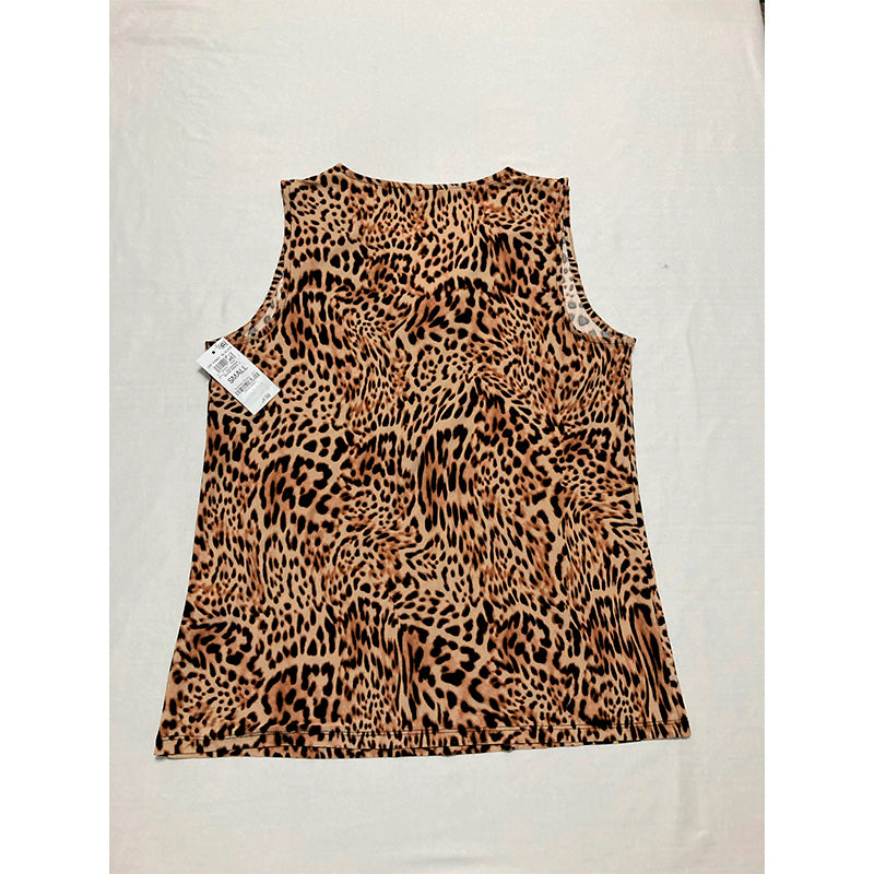 INC Printed Zip-Front Tank Top Animal S