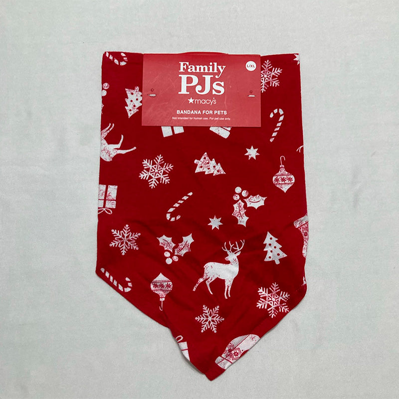 Family Pajamas Merry Cotton Printed Pet Bandana, red, L/XL