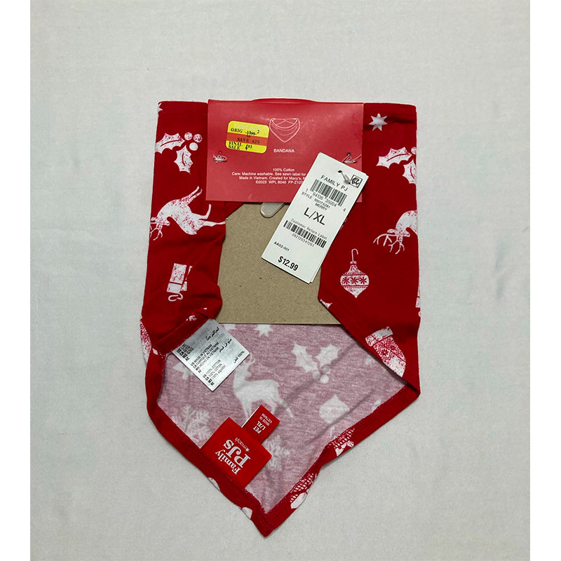 Family Pajamas Merry Cotton Printed Pet Bandana, red, L/XL