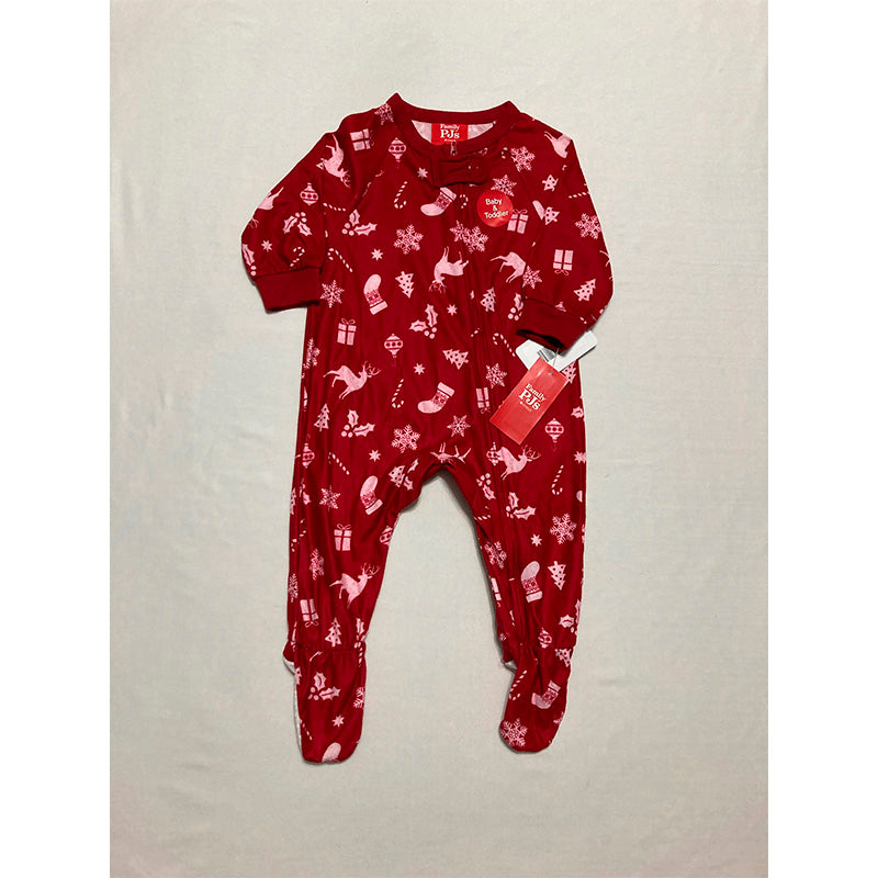 Family Pajamas Baby Merry One-Piece Footed Pajamas Red 6-9M