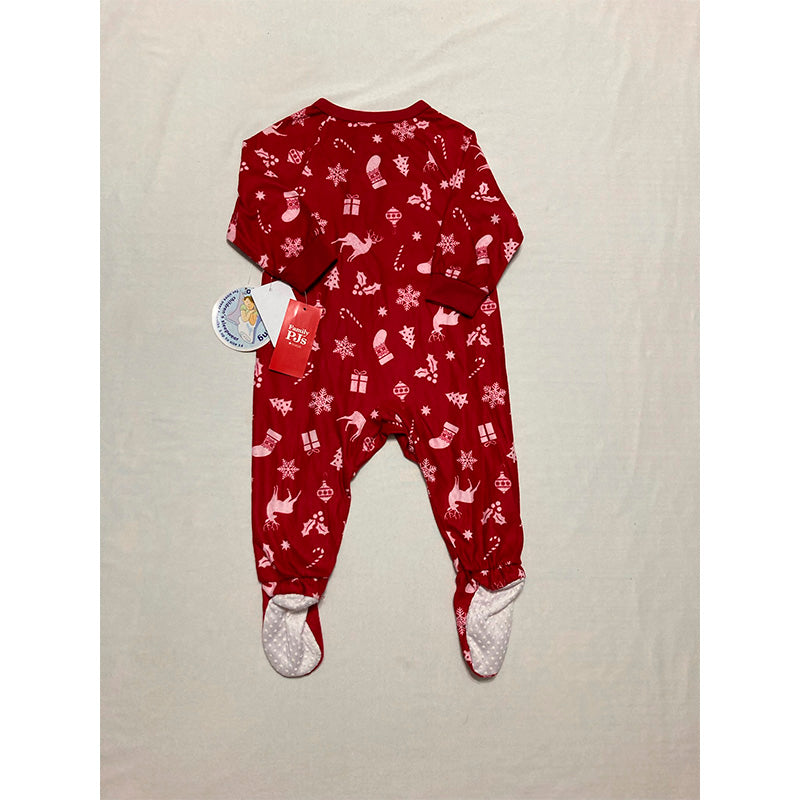 Family Pajamas Baby Merry One-Piece Footed Pajamas Red 6-9M