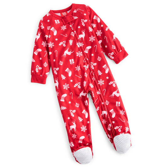 Family Pajamas Baby Merry One-Piece Footed Pajamas Red 6-9M
