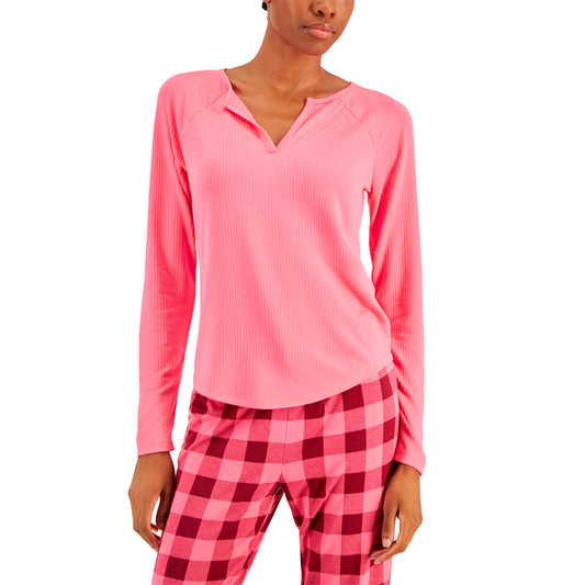 Jenni Split-Neck Pajama Top Pink S