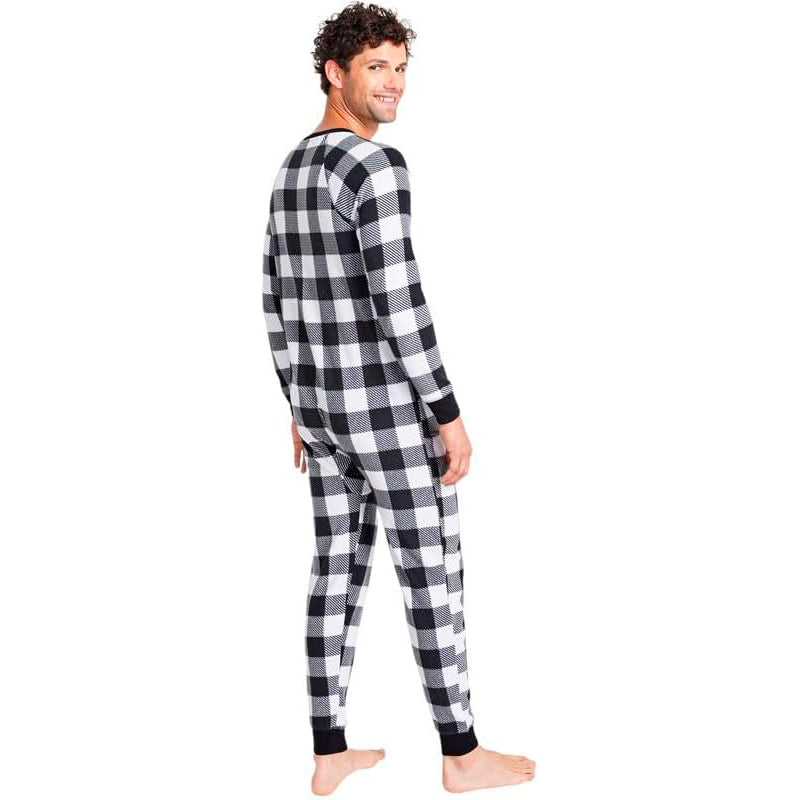 Family Pajamas Men's Checkered One-Piece Pajamas (Buffalo Check, Medium)