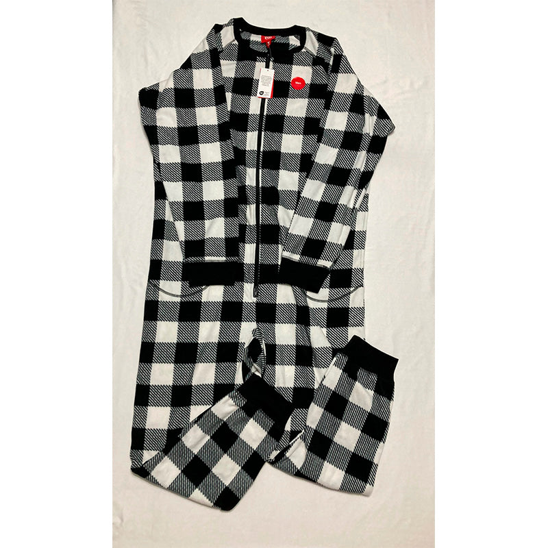 Family Pajamas Men's Checkered One-Piece Pajamas (Buffalo Check, Medium)