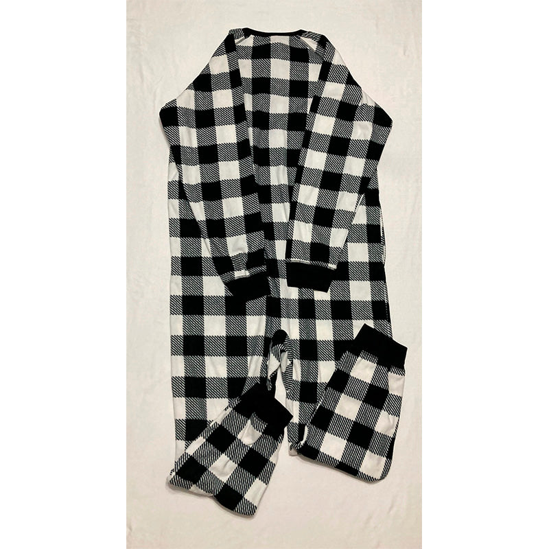 Family Pajamas Men's Checkered One-Piece Pajamas (Buffalo Check, Medium)