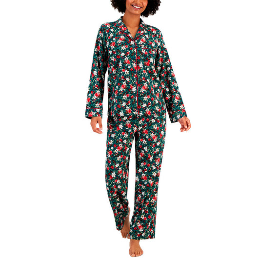 Charter Club Pajama Set Notch Collar Multicolor XL