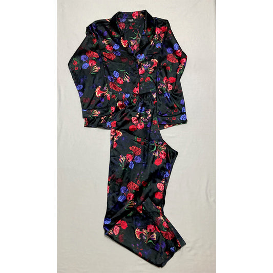 Inc Pajama Set Top And Pants Multicolor Floral Black M
