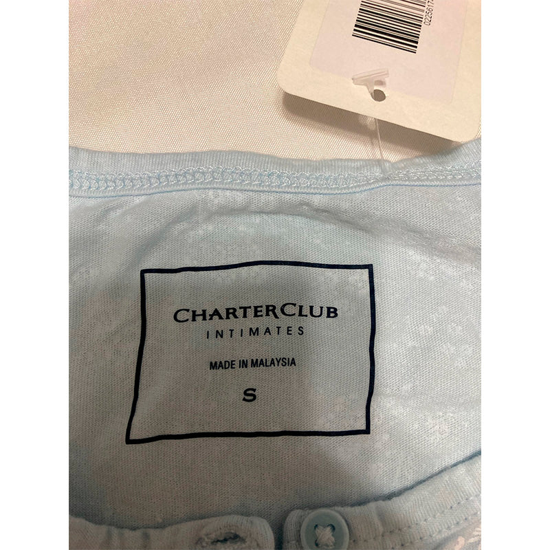 Charter Club Pajama Set 2 Pc Round Neck Blue Floral S