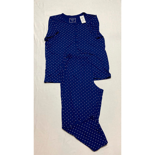 Charter Club Pajama Set Long Sleeve Navy Dot L