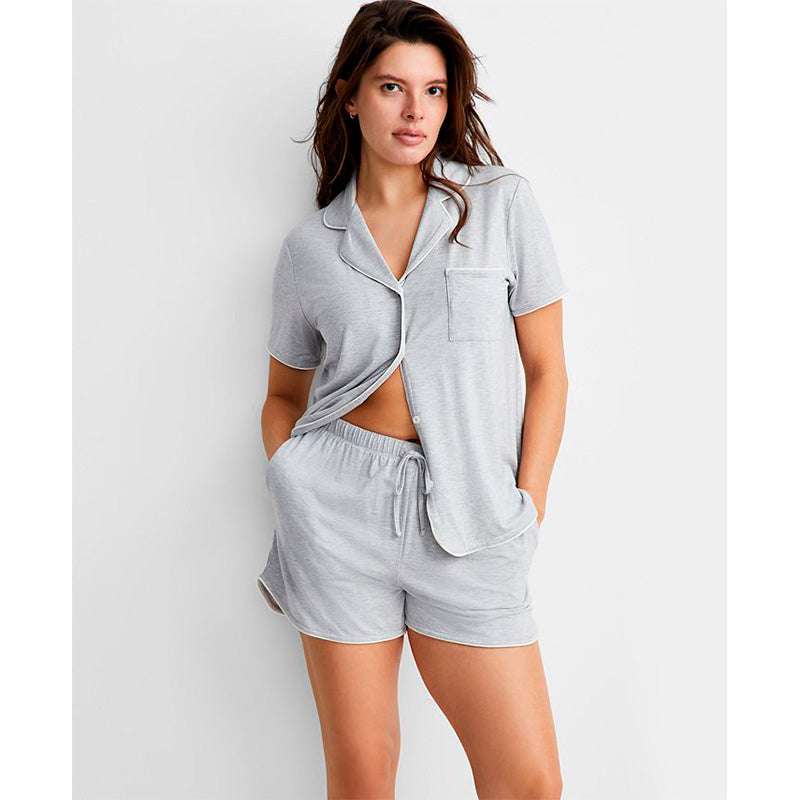 State of day Pajama Set Notch Collar Grey XS