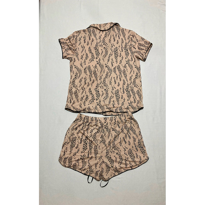 State of Day Stretch Modal Notched-Collar Pajamas Set Nude/Black XS