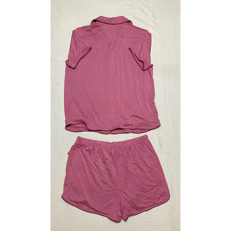 State Of Day Pajama Set Notch Collar Purple S