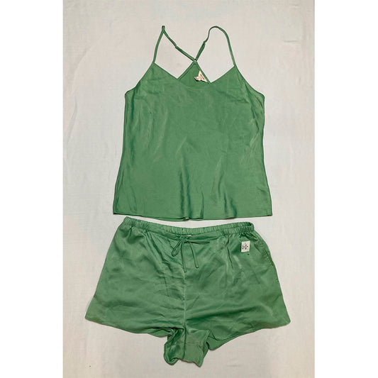 State Of Day Pajama Set 2 Pc Spaguettis Straps Green Olive L