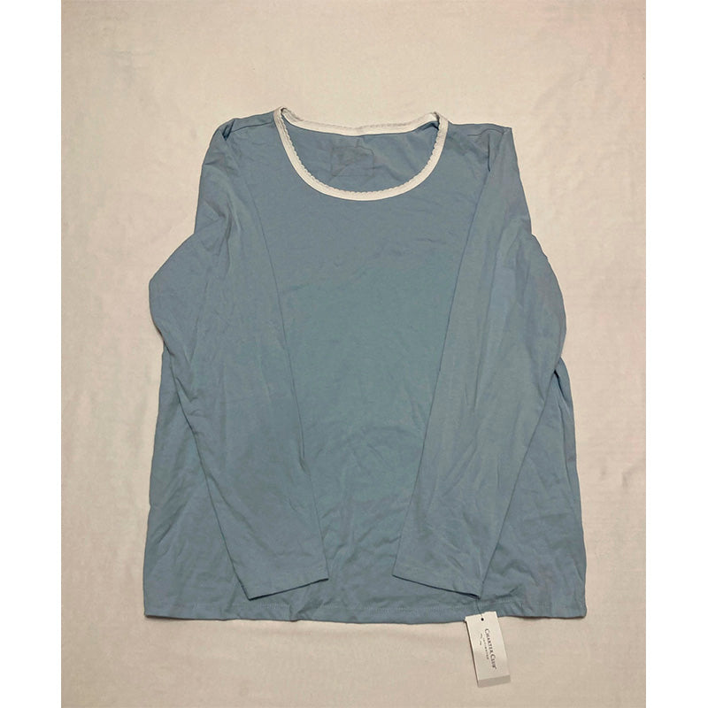 Charter Club Pajama Set Top And Pants Round Neck Blue L