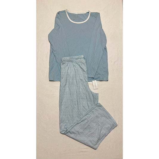 Charter Club Pajama Set Top And Pants Round Neck Blue L
