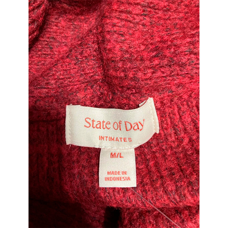 State Of Day Robe Notch Collar Burgundy M