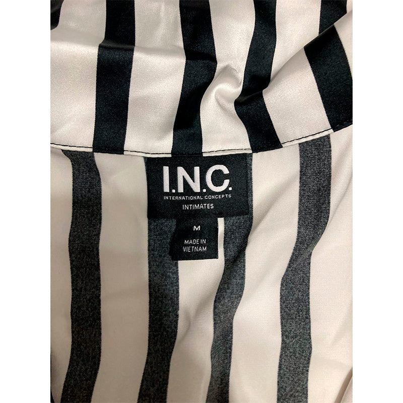 INC Pajama Set 2 Piece Pants & Top Striped Black&White M