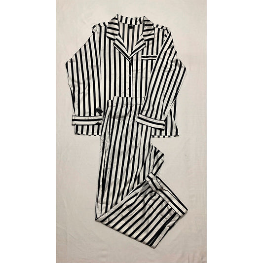 INC Pajama Set 2 Piece Pants & Top Striped Black&White M