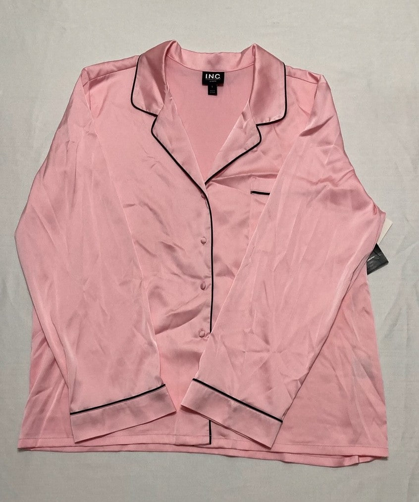 I.N.C. Women's 2-Piece Piped Satin Pajamas PINK L