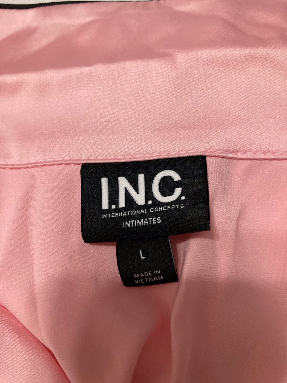 I.N.C. Women's 2-Piece Piped Satin Pajamas PINK L