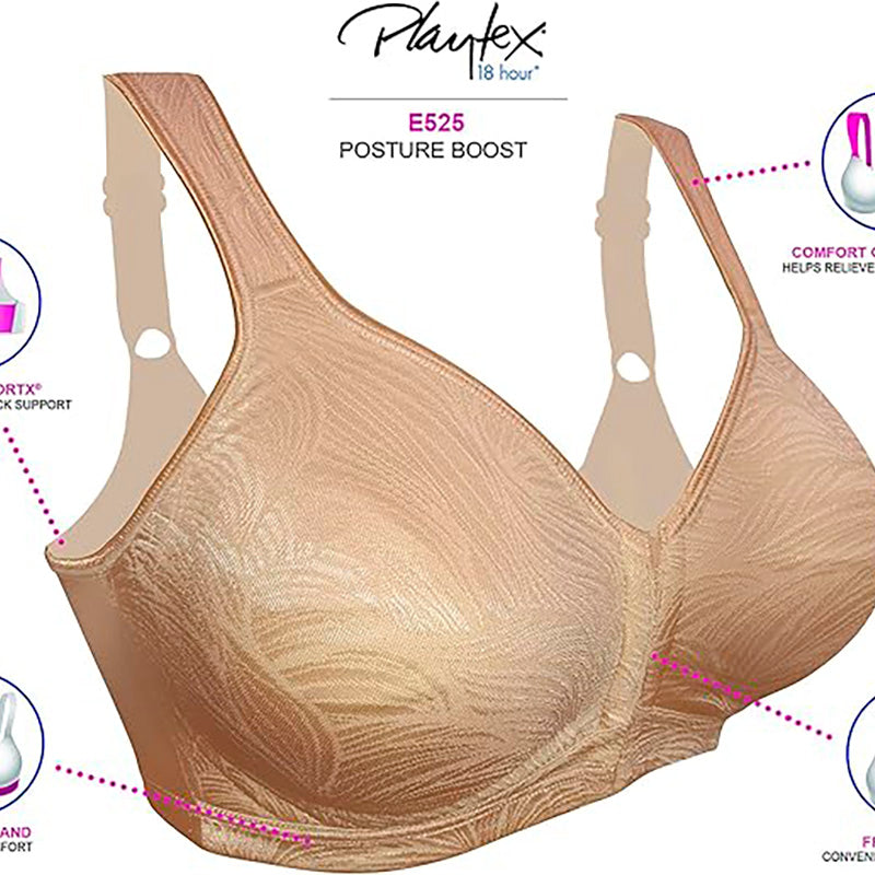 Playtex 18 Hour Front Close Wireless Bra with Back Support E525 LIGHT BEIGE 38C