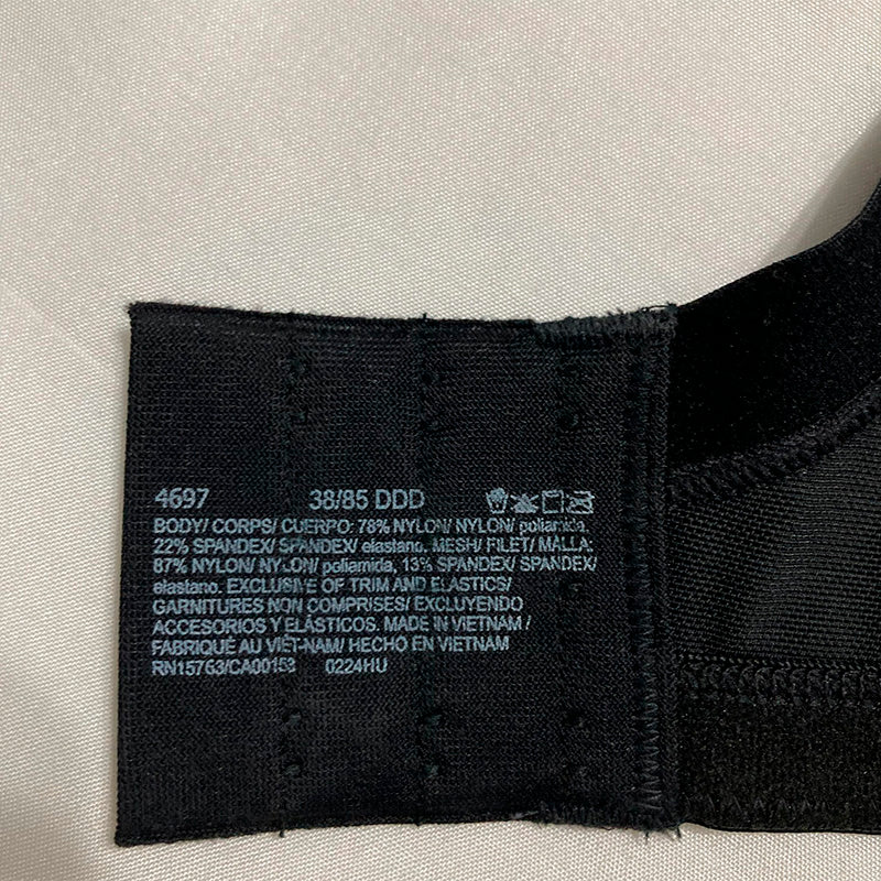PLAYTEX Smoothing Wirefree Minimizer Bra Black 38DDD