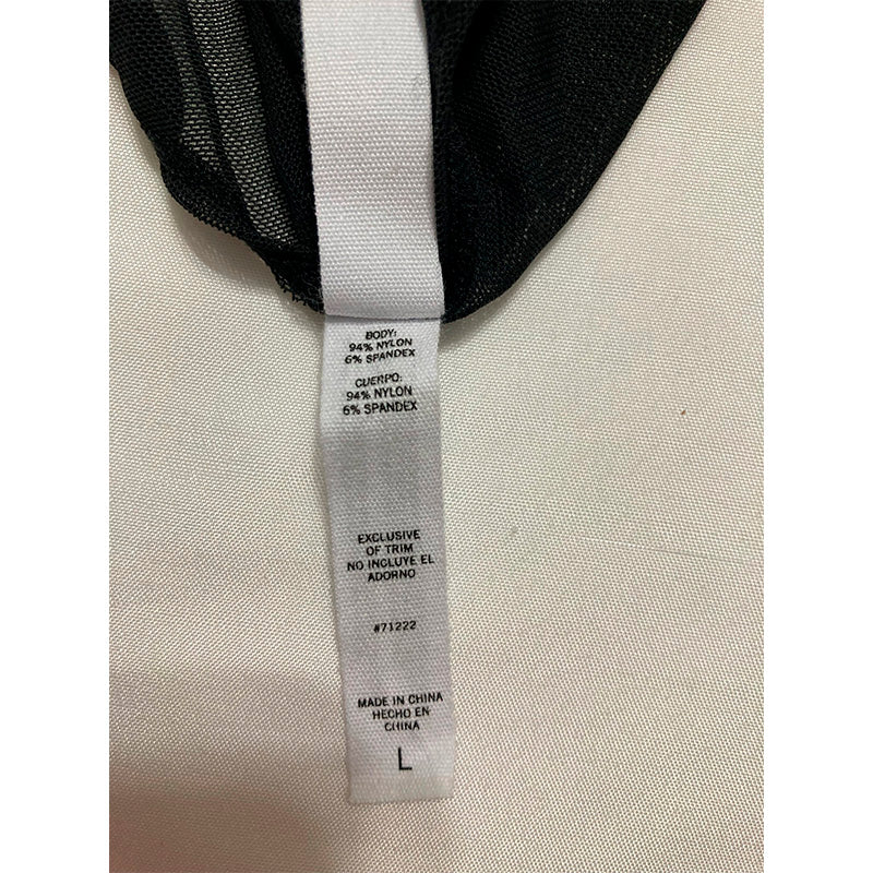 Steve Madden Sheer Mesh Thong Bodysuit Black L