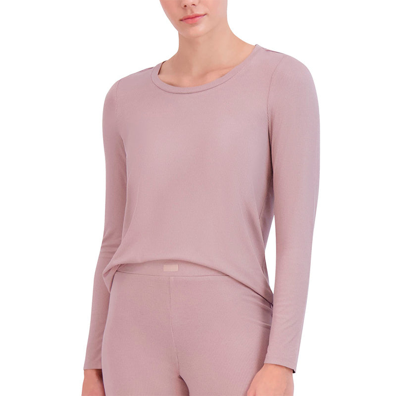 Steve Madden Ribbed Long-Sleeve Only Sleep Tee Bark L
