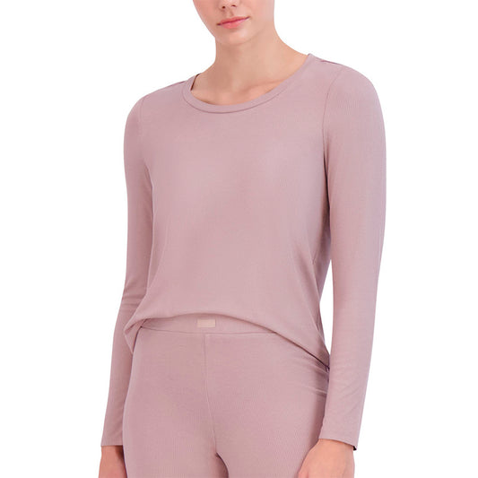 Steve Madden Ribbed Long-Sleeve Only Sleep Tee Bark L