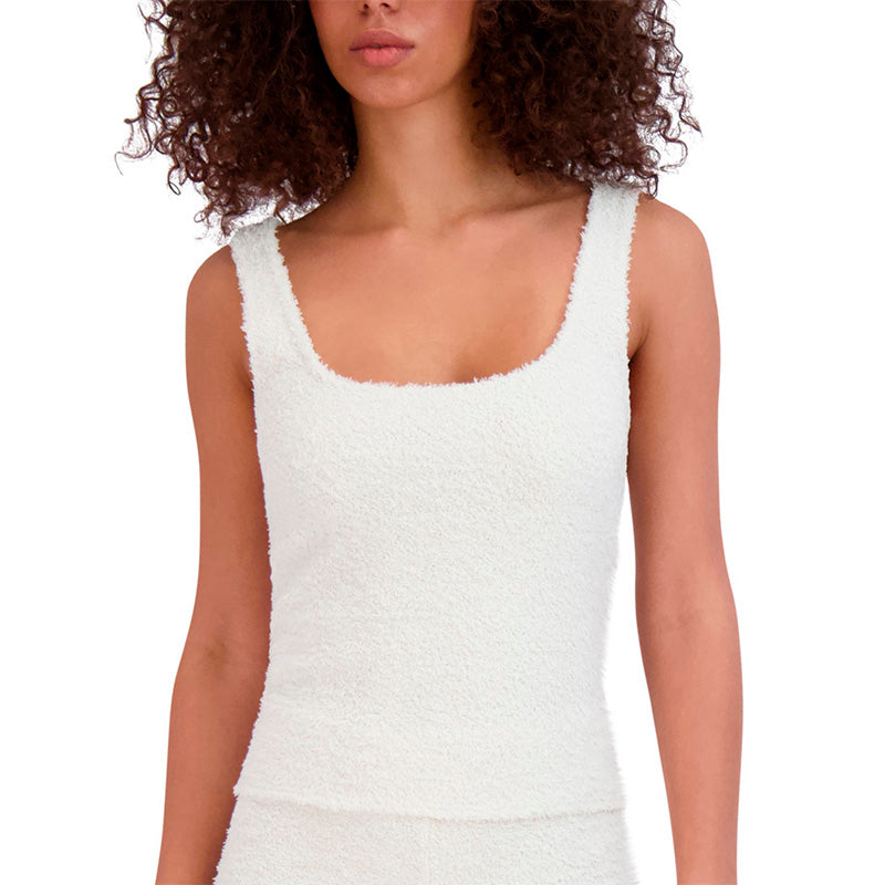 Steve Madden Scoop-Neck Chenille Sleep Tank Top White L
