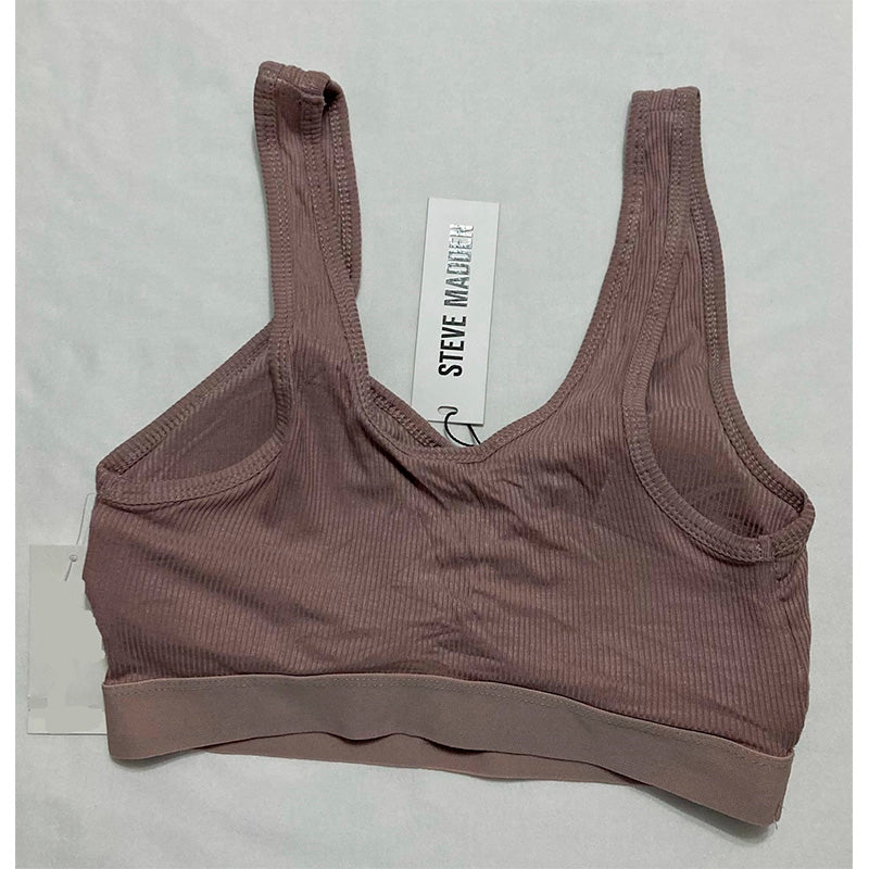 Steve Madden Ribbed Stretch Bralette Bark L