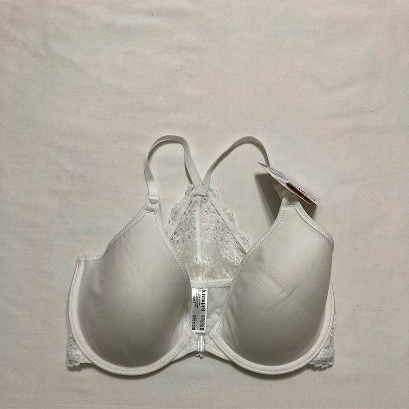 b.tempt'd Inspired Eyelet Front Close Racerback T-Shirt Bra White 32D