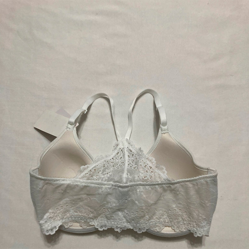 b.tempt'd Inspired Eyelet Front Close Racerback T-Shirt Bra White 32D