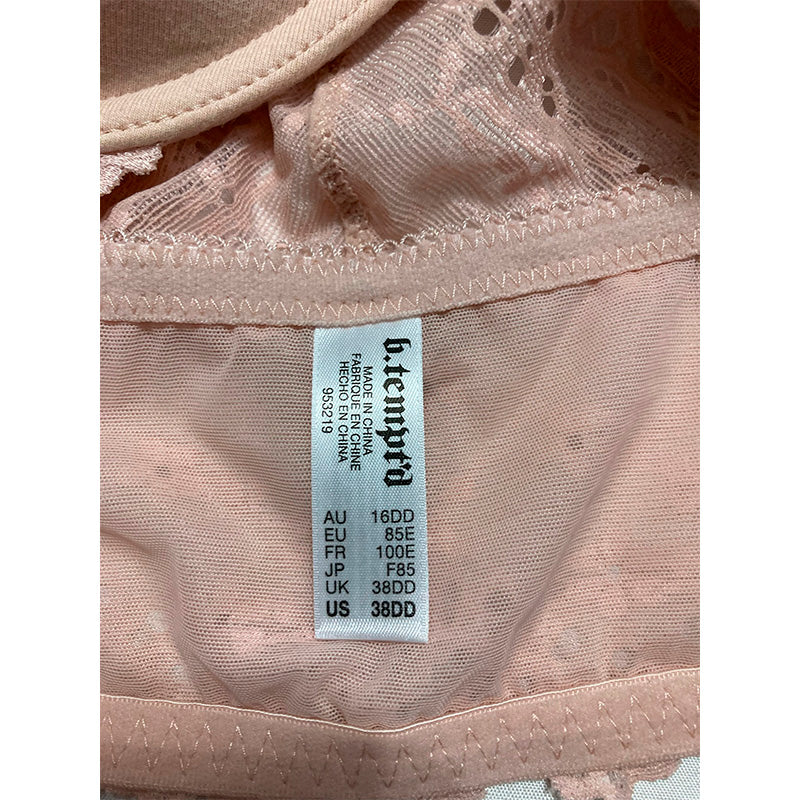 b.tempt'd  Inspired Eyelet Front Close Racerback T-Shirt Bra Rose Smoke 38DD