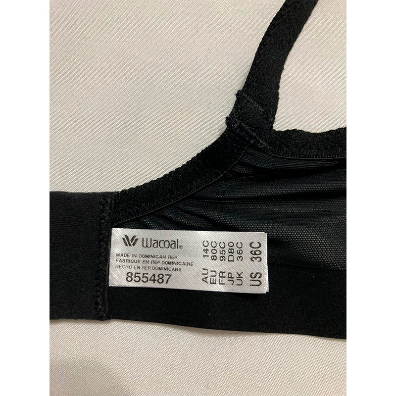 Wacoal Uneven Shape Revelation Unlined Underwire Bra Black 36C