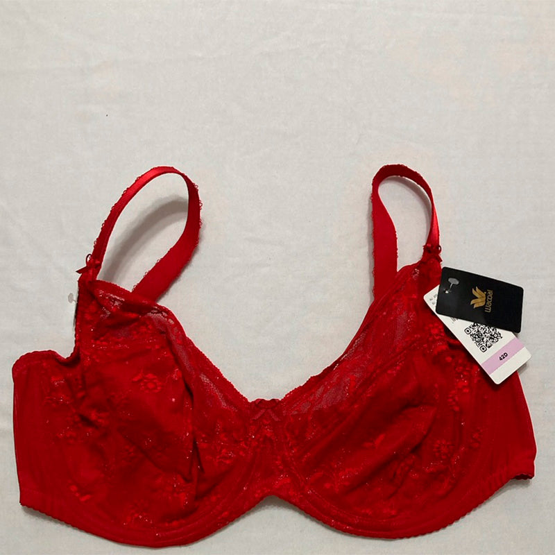 Wacoal Lifted Full Figure Lace Unlined Underwire Bra Equestrian Red 42D