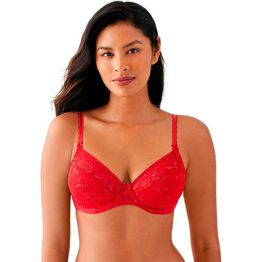 Wacoal Lifted Full Figure Lace Unlined Underwire Bra Equestrian Red 42D
