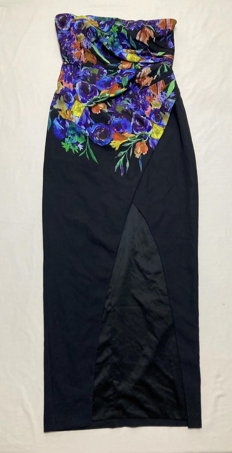 Jewel Badgley Mischka Strapless Floral Print Sheath Dress with Slit J0251 10