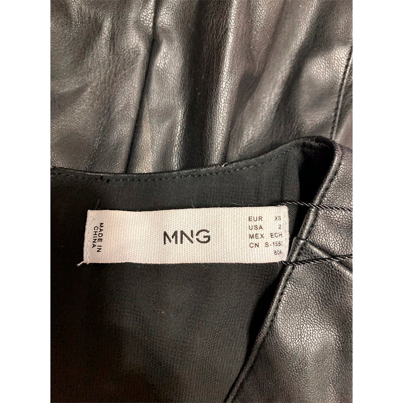 MANGO Woman Faux-Leather Dress Black XXS