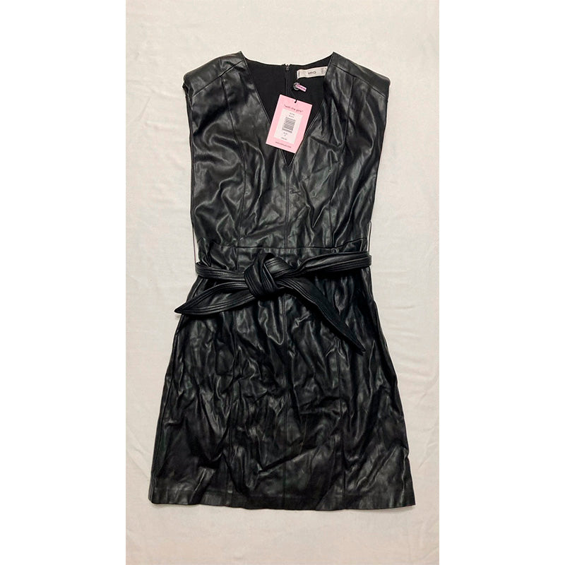 MANGO Woman Faux-Leather Dress Black XXS