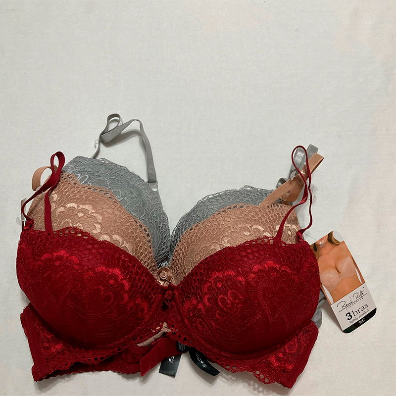 Rene Rofe 3 Pack Floral Underwire Value Pack Bras Multicolor 36C