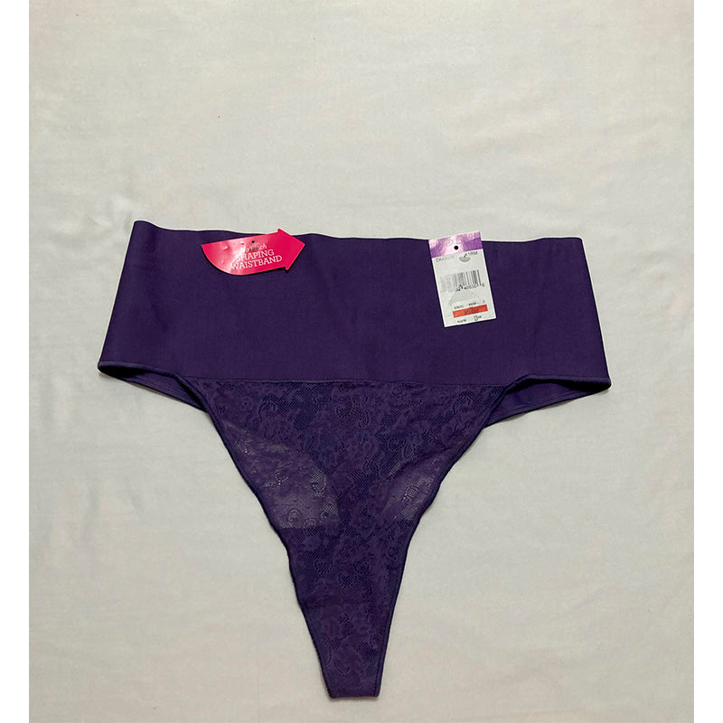 Maidenform  Tame Your Tummy  Firm Control Shapewear Thong Purple Aura Lace XXL