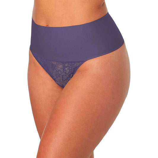 Maidenform  Tame Your Tummy  Firm Control Shapewear Thong Purple Aura Lace XXL