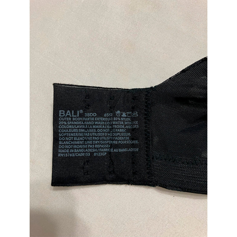 Bali for Comfort Underwire Multiway Convertible Soft Lace Bra Black 38DD