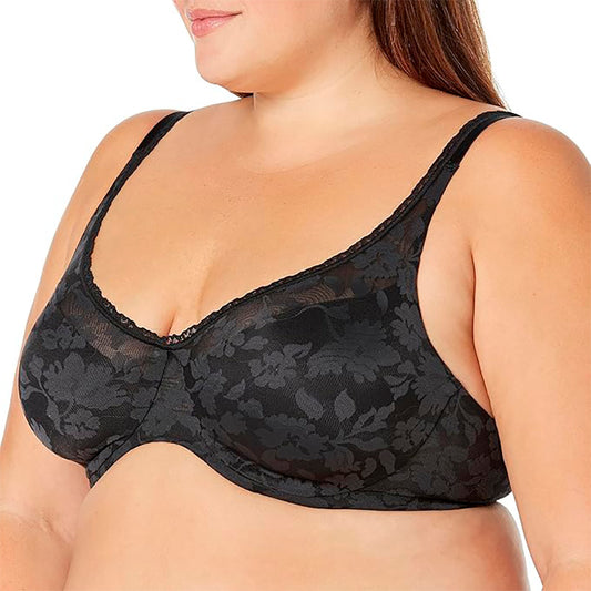 Bali for Comfort Underwire Multiway Convertible Soft Lace Bra Black 38DD