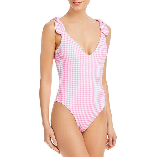 AQUA Swim Plunge Maillot One Piece Swimsuit Pink M